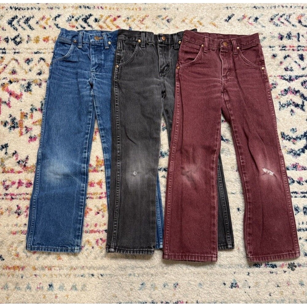 Wrangler Kids Jeans Lot 3, Maroon, Black, Blue , Lot 3 All 8 Slim